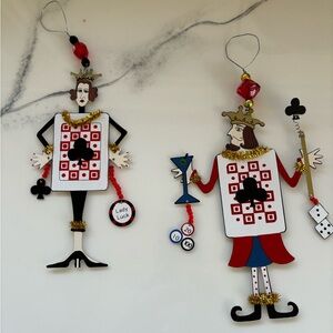 Karen Rossi Silvestri Metal Art King & Queen of Clubs Painted Ornament Decor